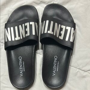 Valentino Black Slide Sandals
